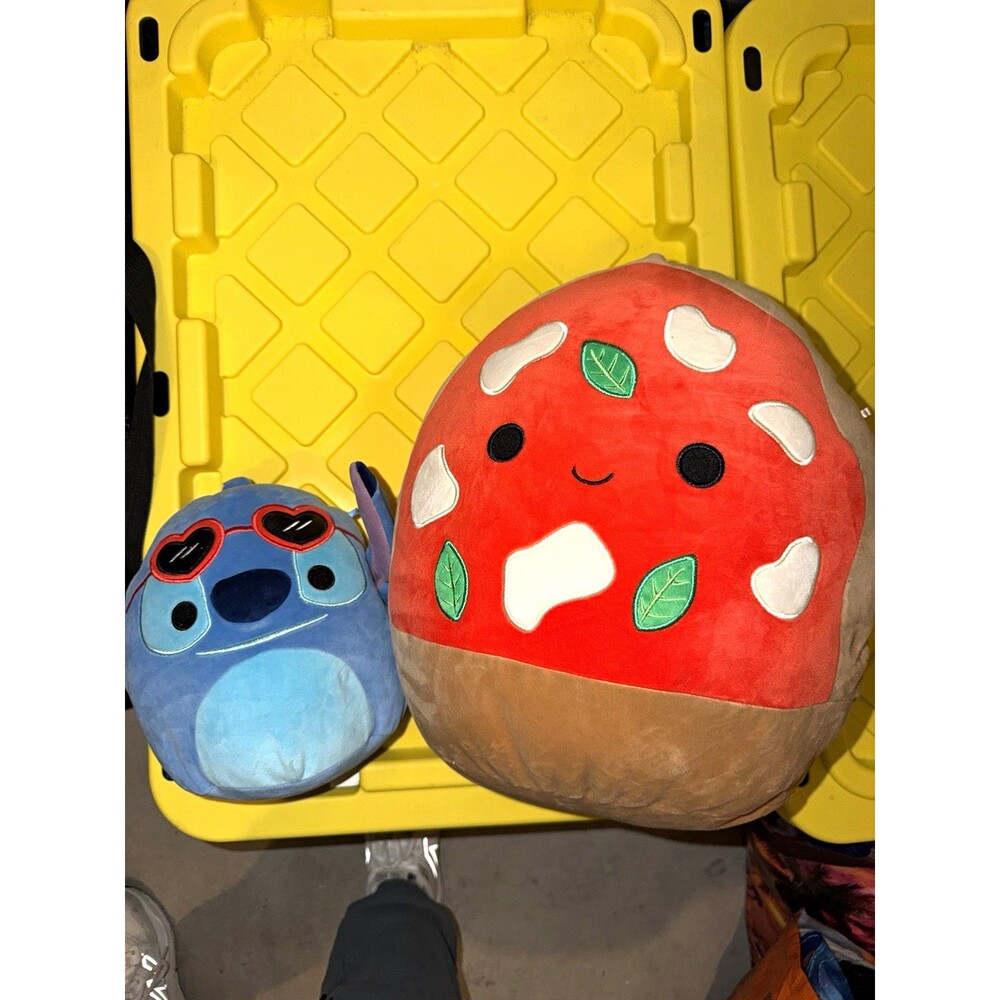 Squishmallows Lot of 2 Plush: Stitch w/ Heart Sunglasses + Mushroom